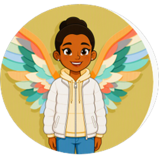 Illustrated portrait of la januari with colorful wings